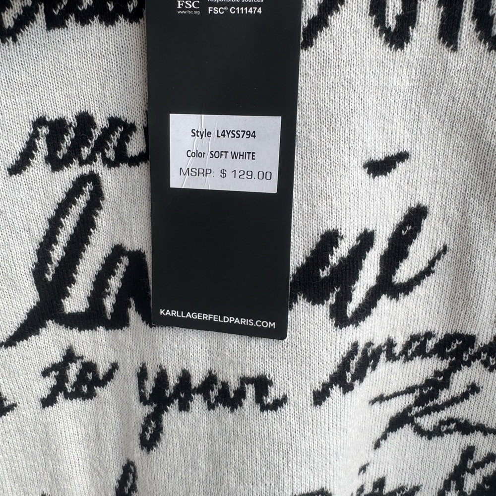 Karl Lagerfeld Black Script on White Women's sweater - Picture 5 of 8